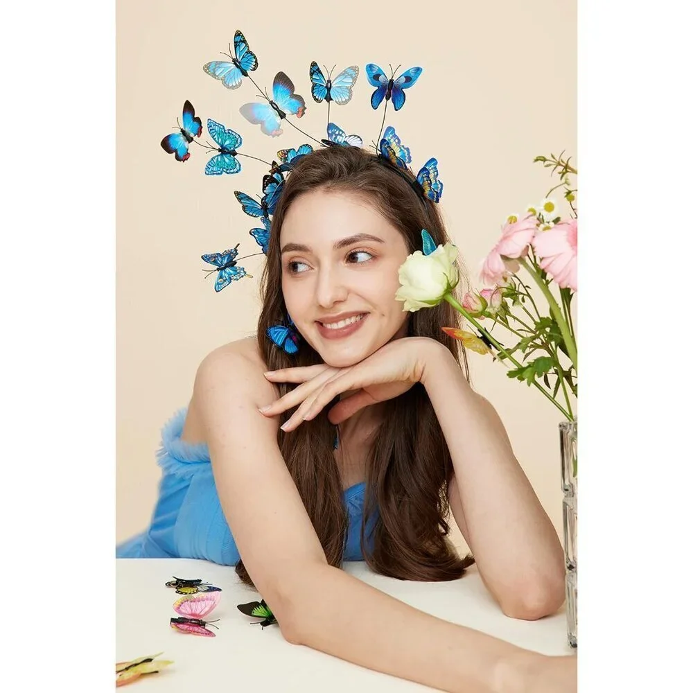 Butterfly Fascinator Headband Monarch Butterfly Crown for Parties Halloween